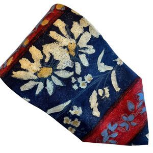 HUGO BOSS Vintage Silk Tie Floral Print Red Blue 100% silk made in Italy